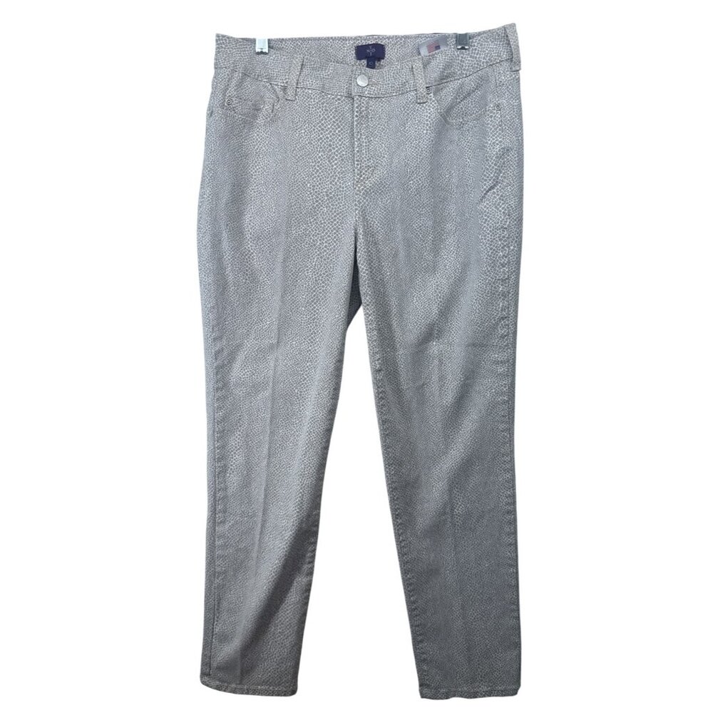 NYDJ Womens Jeans Sz 10 Gray Giraffe Print Ankle Lift Tuck Skinny Casual Comfy